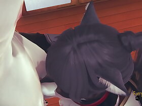 Genshin Impact Furry Yaoi 3D - Zhongli Cat Blowjob with POV & Cum in his mouth (Uncensored) - Japanese asian manga anime game porn yiff