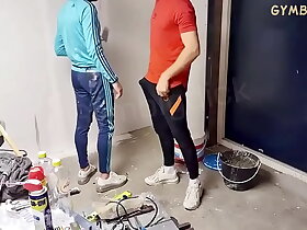 Two Guy Asian construction workers fuck  outdoor