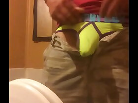 Hot guy peeing big cock bathroom urinal spy