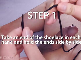 Cock And Ball Bondage Tutorial - Easy Guide How To Tie Cock & Balls With Shoelace & Masturbation with Satisfyer Men and Intense Orgasm