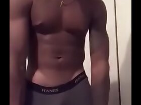 Black Teen works out and stretch’s  XL BBC (Handsomedevan)