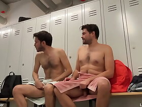 Caught fucking in changing room (public gay exhibitionist locker room sex)