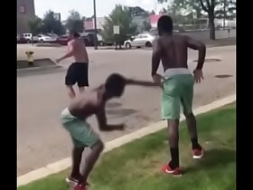 Two big guys smack each other silly