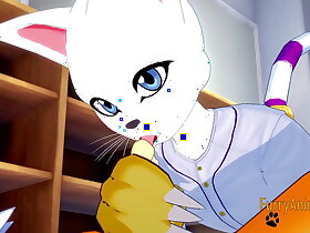 Digimon Yaoi - Renamon & Gatomon blowjob and bareback with creampie - Japan Anime Manga Yiff Gay