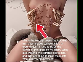 Predicament bondage & vibrator orgasm for teenage boy with bodywriting
