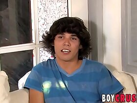 Twink with a beautiful smile shows off cock and ass