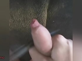 Amateur Boy whips cock with electric cord