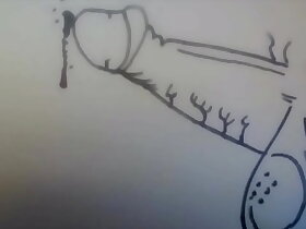 STOP MOTION COCK PORTRAIT CARTOON DRAWING OF MY COCK FROM SOFT TO HARD THEN CUMMING AND GOING BACK DOWN